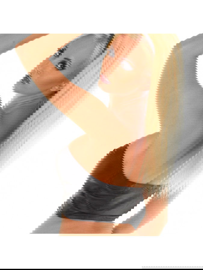 Rimba - Strapless lederen top met veter