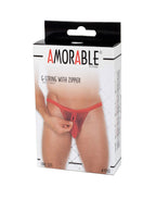 Amorable by Rimba - Doorzichtige string met ritssluiting - One Size - Rood