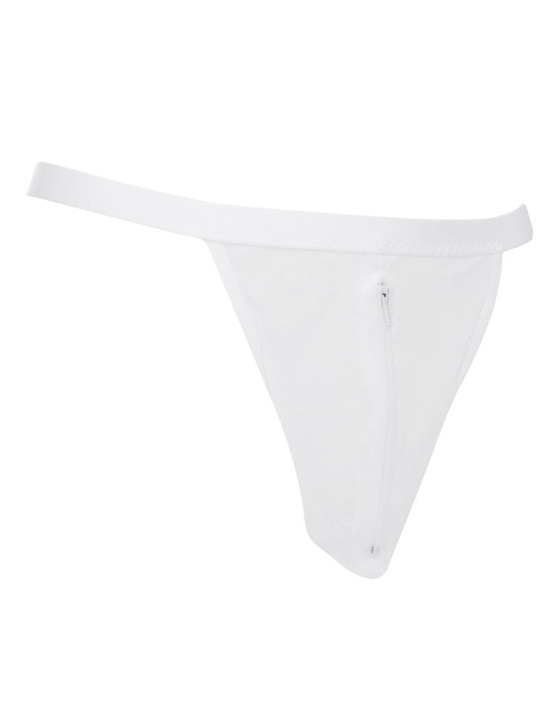 Amorable by Rimba - Doorzichtige string met ritssluiting - One Size - Wit