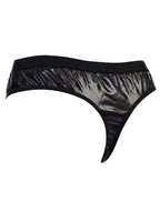 Amorable by Rimba - Doorzichtige string met lak look - One Size - Zwart