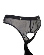 Amorable by Rimba - Doorzichtige string met lak look - One Size - Zwart