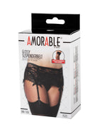 Amorable by Rimba - Jarretelgordel met G-string en Kousen - One Size - Zwart