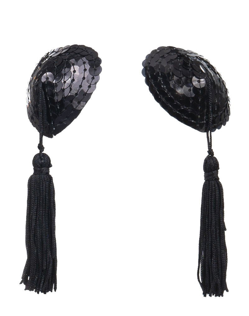 Amorable by Rimba - Tepel Bedekkers met Franjes - Zwart