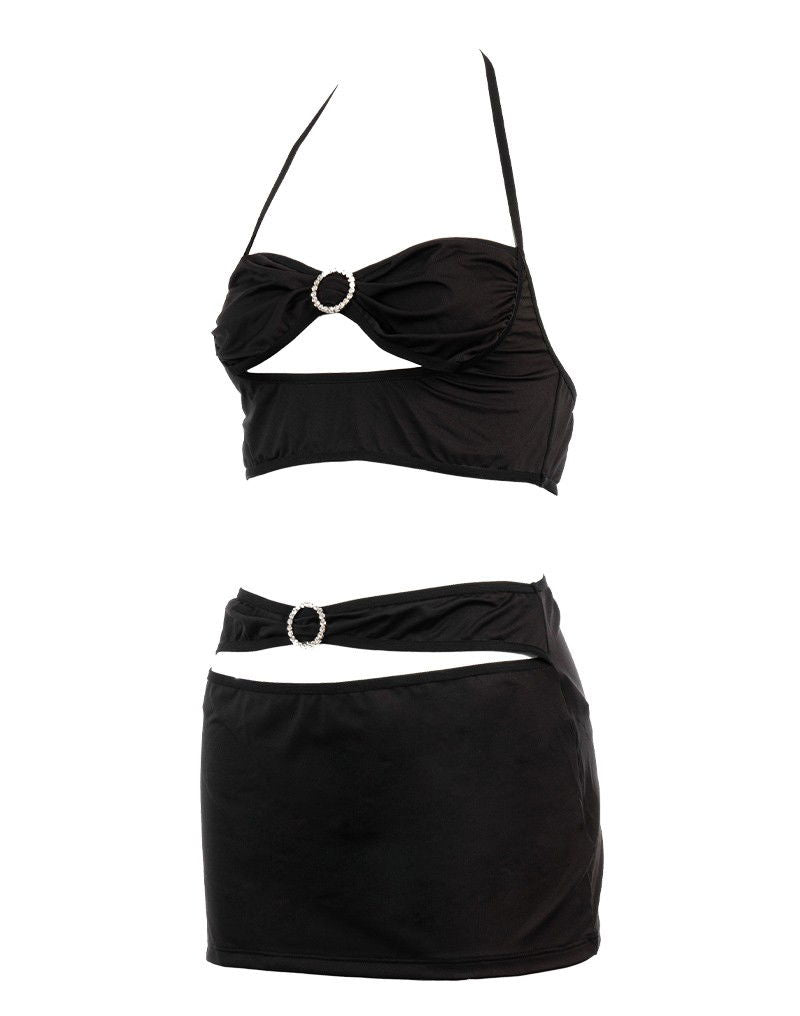 Amorable by Rimba -  Mini Rok met Top - One Size - Zwart