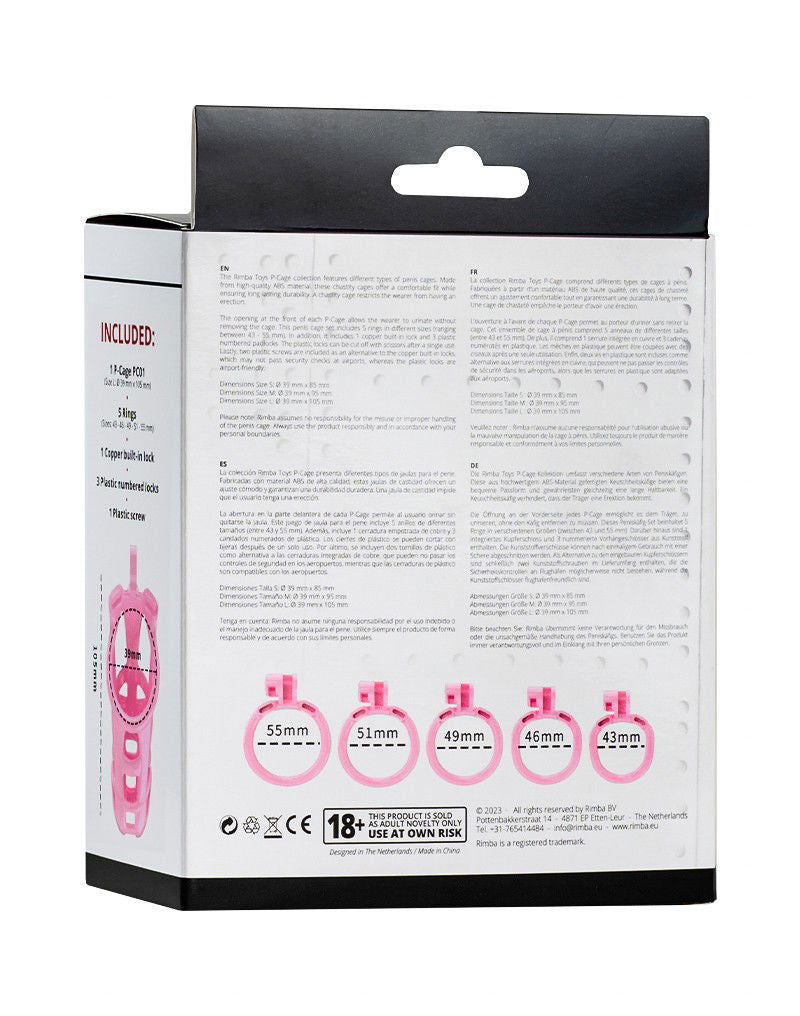 Rimba P-Cage - P-Cage PC01 - Peniskooi Maat L - Roze