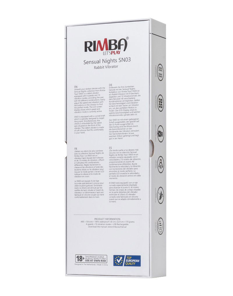 Rimba Toys - Sensual Nights SN03 - Rabbit Vibrator - Zwart