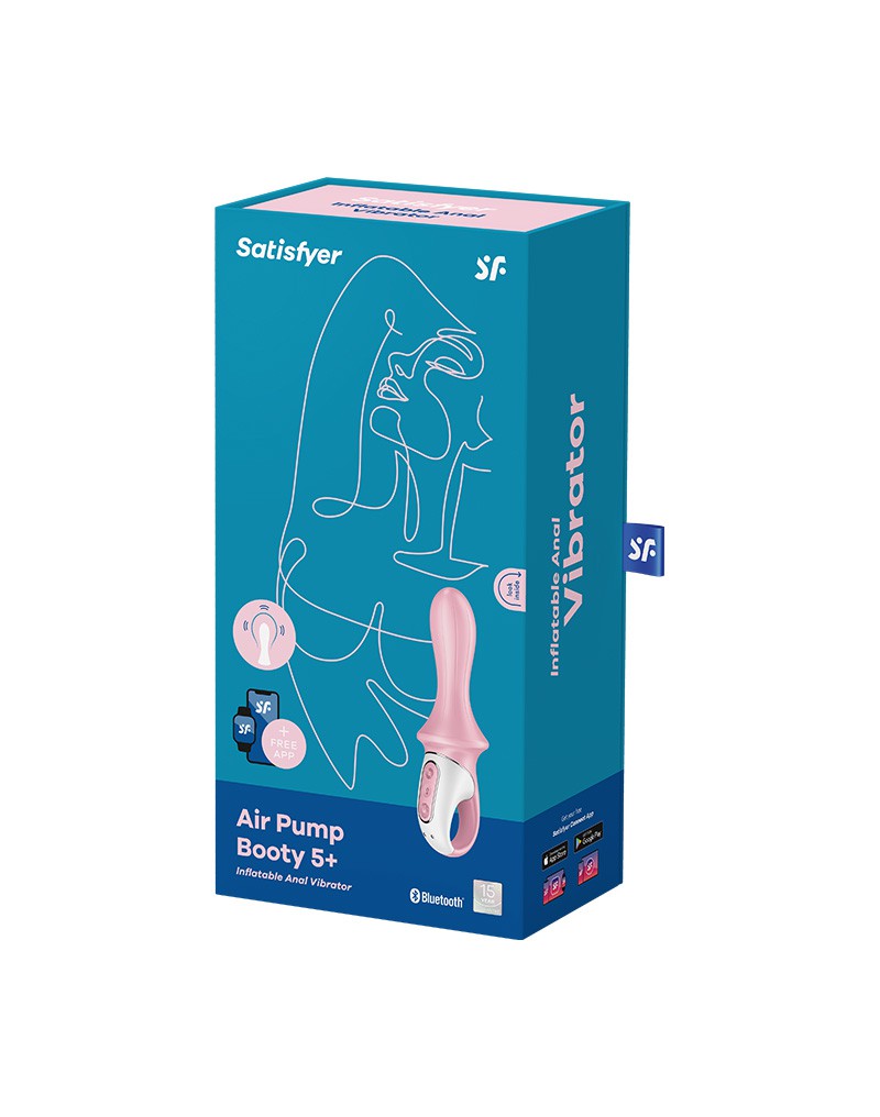 Satisfyer - Air Pump Booty 5+ - Opblaasbare Anale Vibrator (met App Control) - Roze