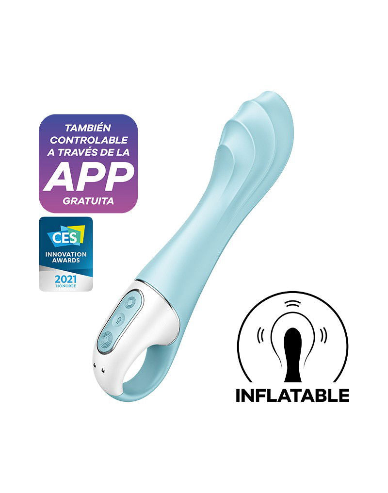 Satisfyer - Air Pump Vibrator 5+ - Opblaasbare G-Spot Vibrator (met App Control) - Blauw