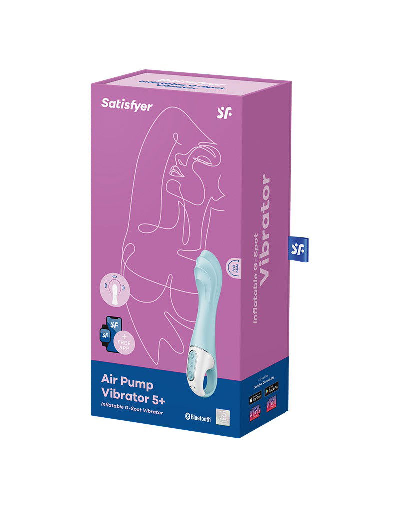 Satisfyer - Air Pump Vibrator 5+ - Opblaasbare G-Spot Vibrator (met App Control) - Blauw