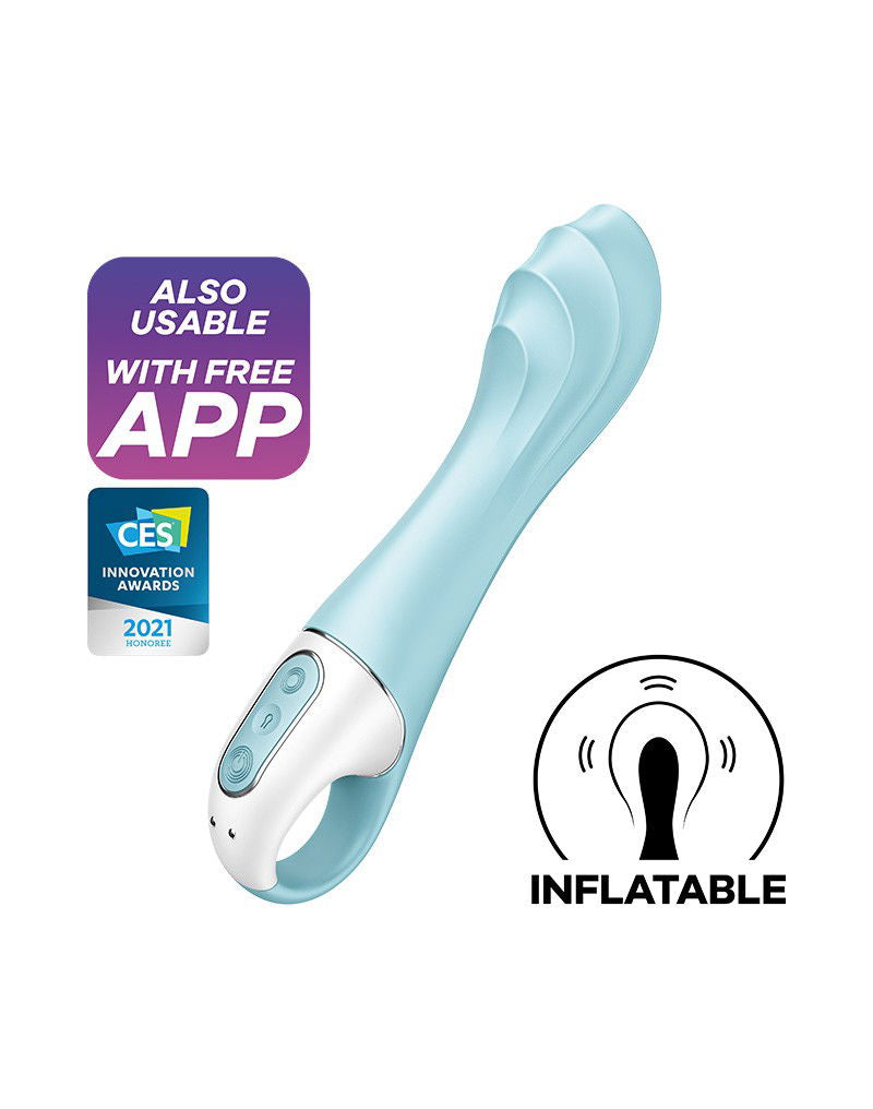 Satisfyer - Air Pump Vibrator 5+ - Opblaasbare G-Spot Vibrator (met App Control) - Blauw