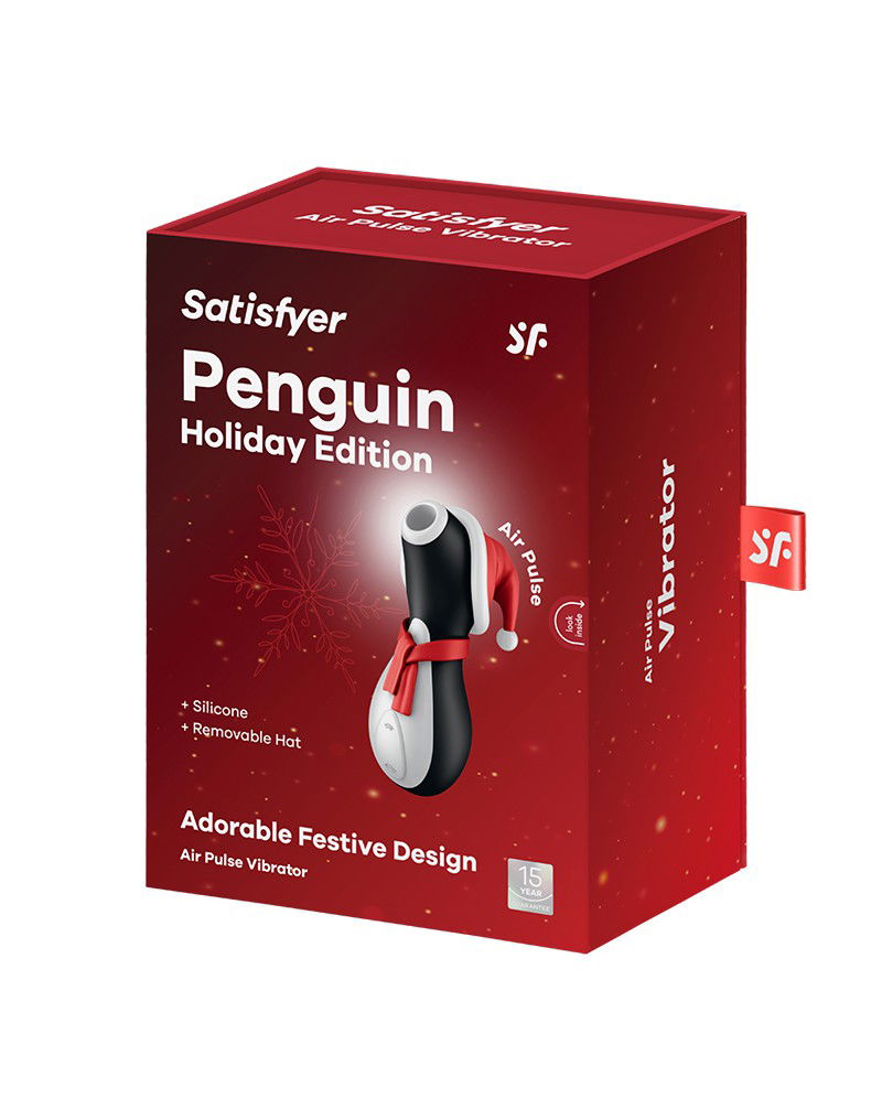 Satisfyer - Pinguïn Holiday Edition - Luchtdruk Stimulator - Zwart, Rood & Wit