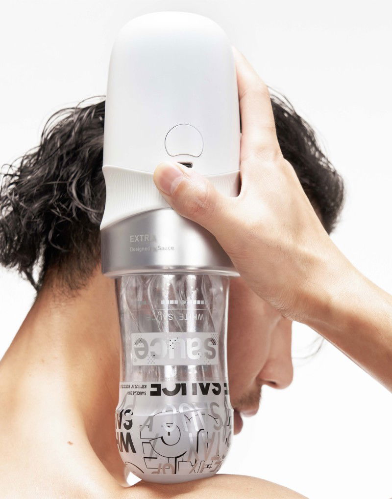 Sauce - Extra Sauce - Elektronische Masturbator met Witte Sauce Sleeve - Wit