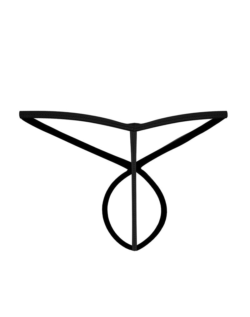 SP4NDEX by C4M - Gekruiste String - Zwart Cuir