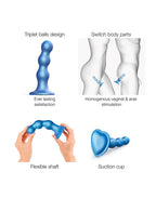 Strap-On-Me - Dildo Plug Balls Maat L - Metallic Blauw