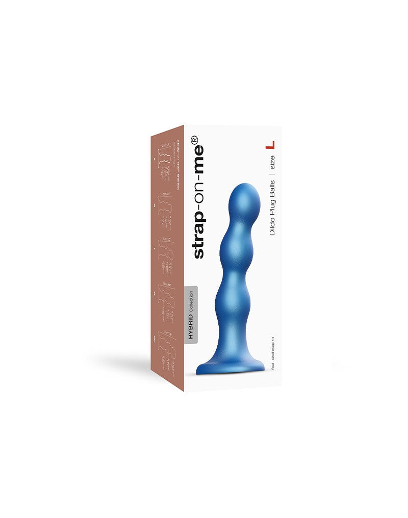 Strap-On-Me - Dildo Plug Balls Maat L - Metallic Blauw