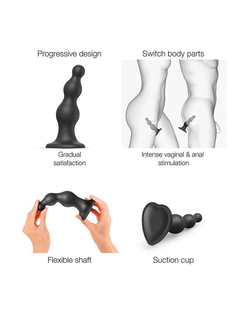 Strap-On-Me - Dildo Plug Beads Maat L - Zwart