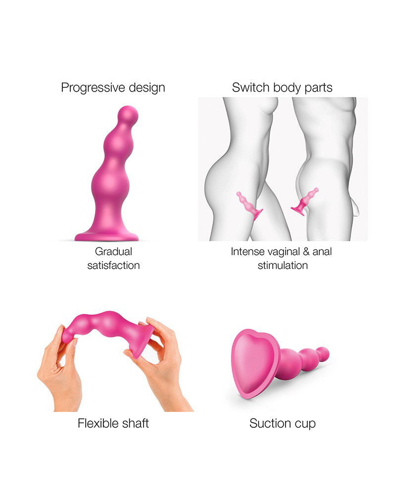 Strap-On-Me - Dildo Plug Beads Maat M - Metallic Roze