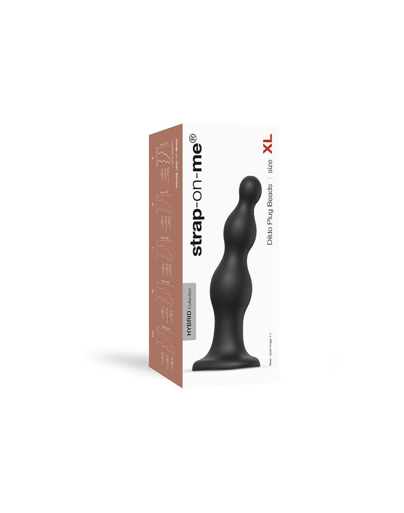 Strap-On-Me - Dildo Plug Beads Maat XL - Zwart