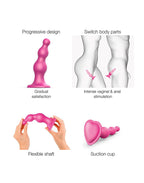 Strap-On-Me - Dildo Plug Beads Maat XXL - Metallic Roze