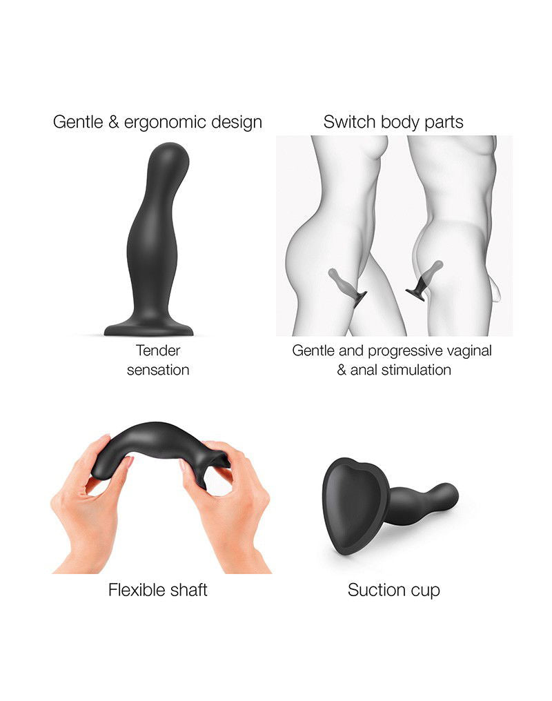 Strap-On-Me - Dildo Plug Curvy Maat L - Zwart