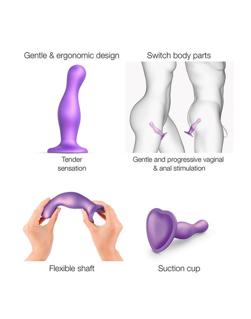 Strap-On-Me - Dildo Plug Curvy Maat S - Metallic Paars
