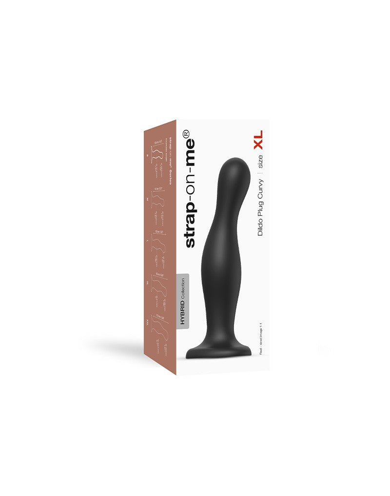 Strap-On-Me - Dildo Plug Curvy Maat XL - Zwart