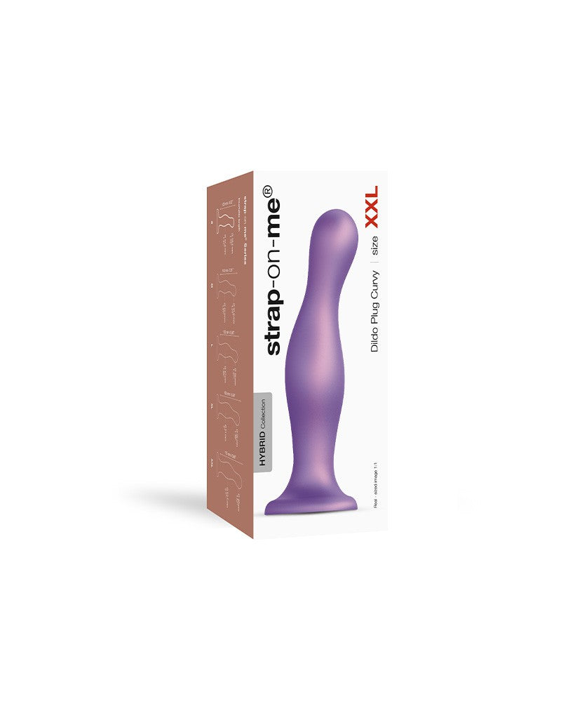 Strap-On-Me - Dildo Plug Curvy Maat XXL - Metallic Paars