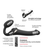 Strap-On-Me - Multi Orgasm - Strap-On Vibrator met Lik Stimulator Maat M - Zwart