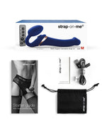Strap-On-Me - Multi Orgasm - Strap-On Vibrator met Lik Stimulator Maat XL - Blauw