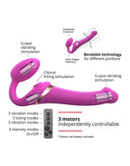 Strap-On-Me - Multi Orgasm - Strap-On Vibrator met Lik Stimulator Maat XL - Roze