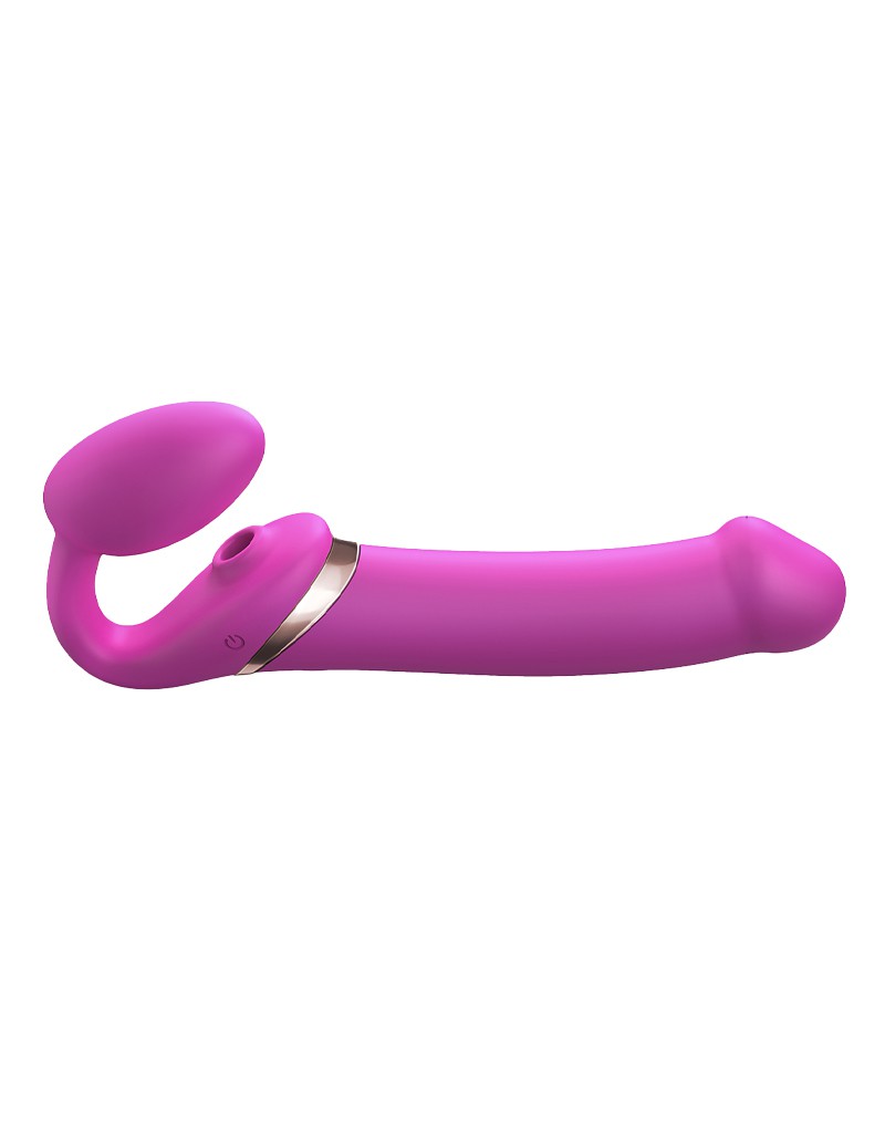 Strap-On-Me - Multi Orgasm - Strap-On Vibrator met Lik Stimulator Maat XL - Roze