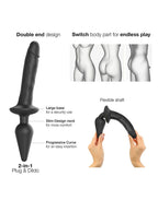 Strap-On-Me - Realistische Switch Plug-In - 2-in-1 Dildo & Butt Plug Maat XXL - Zwart
