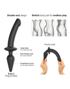 Strap-On-Me - Semi-Realistische Switch Plug-In - 2-in-1 Dildo & Butt Plug Maat S - Zwart