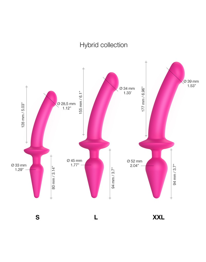 Strap-On-Me - Semi-Realistische Switch Plug-In - 2-in-1 Dildo & Butt Plug Maat S - Roze