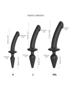 Strap-On-Me - Semi-Realistische Switch Plug-In - 2-in-1 Dildo & Butt Plug Maat XXL - Zwart