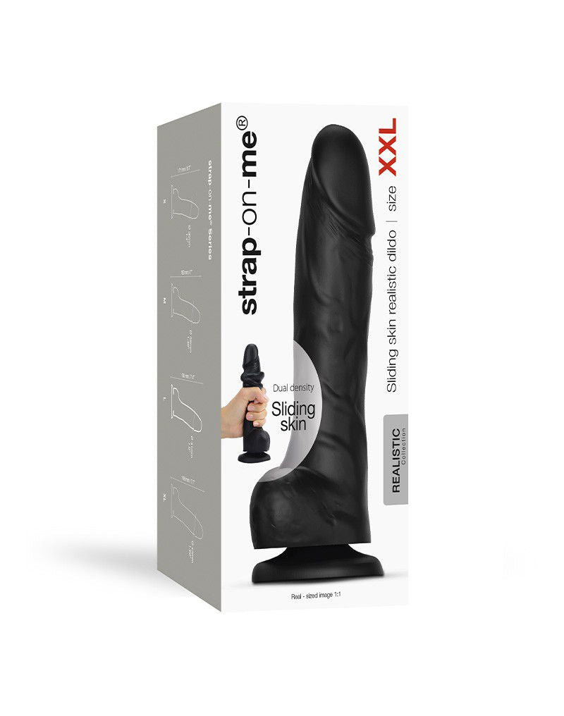 Strap-On-Me - Sliding Skin Realistic Dildo Maat XXL - Zwart
