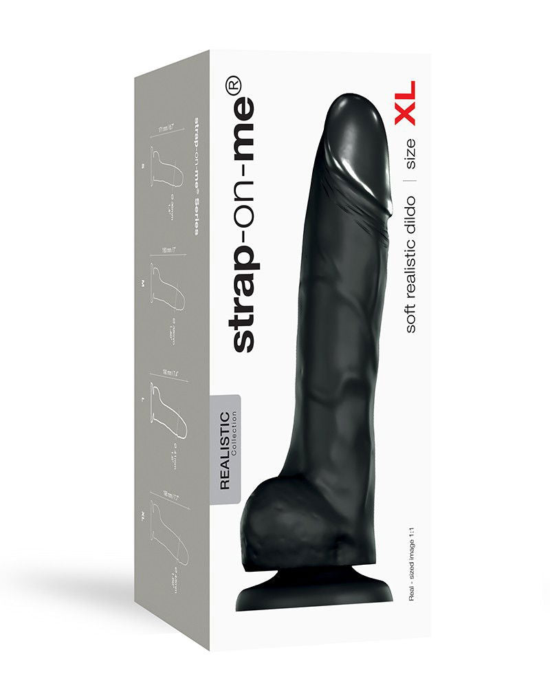 Strap-On-Me - Soft Realistic Dildo Size XL - Zwart
