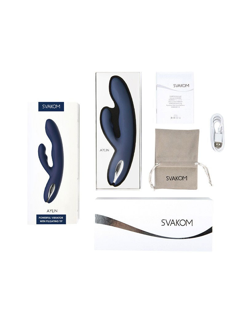 SVAKOM - Aylin - Rabbit Vibrator met Pulserende Tip - Blauw