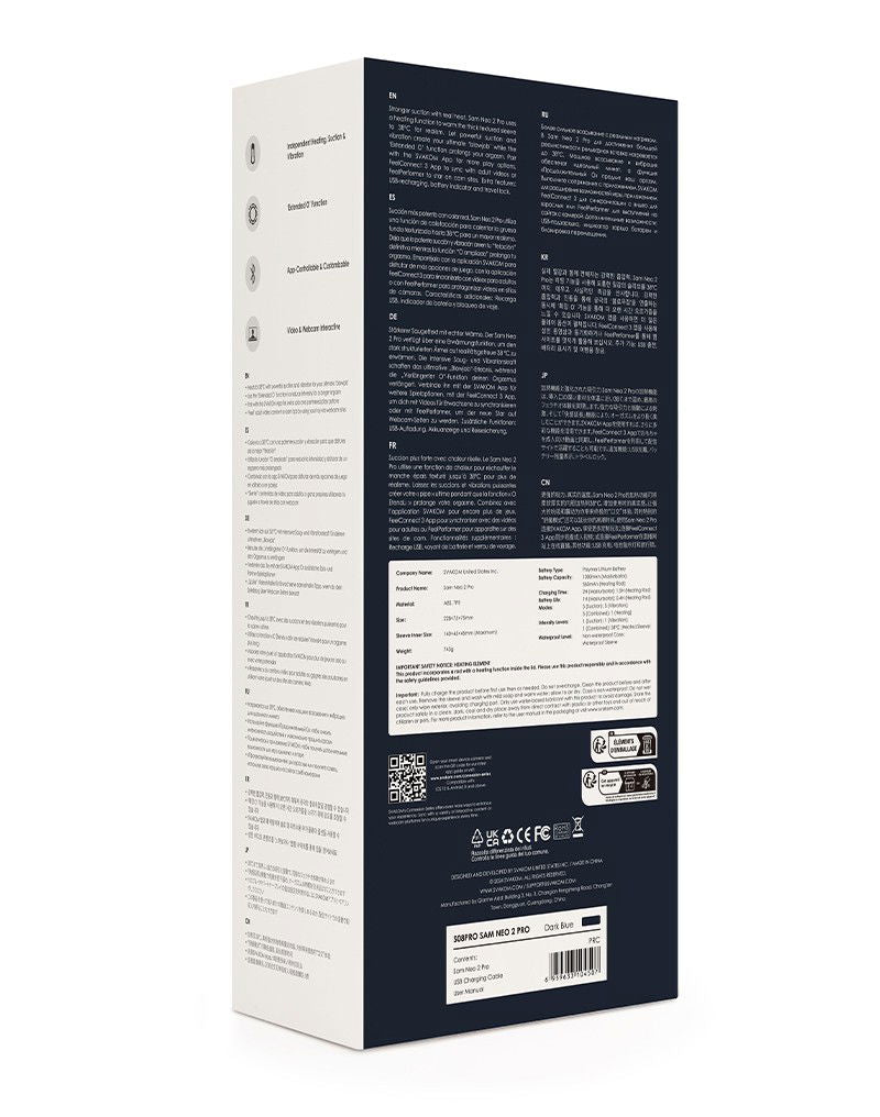 SVAKOM - Sam Neo Pro Connexion Series - Interactive Masturbator - Blauw