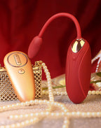 Viotec - Oliver - Draagbare vibrator met afstandsbediening - Goud & Wijnrood