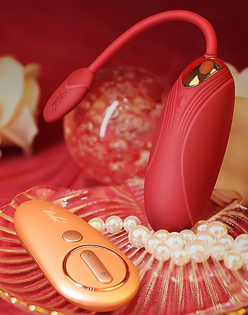 Viotec - Oliver - Draagbare vibrator met afstandsbediening - Goud & Wijnrood