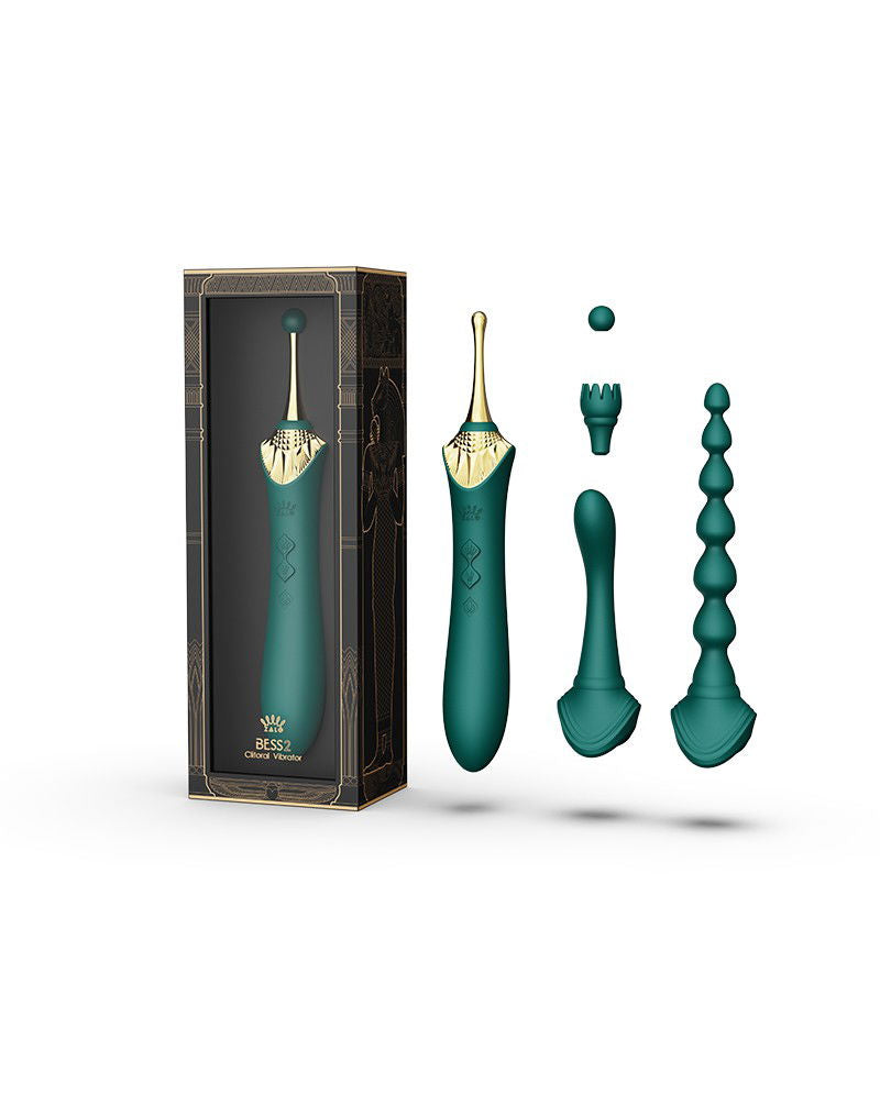 ZALO - Bess 2 - Verwarmende Clitoris Massager met 4 opzetstukken - Groen