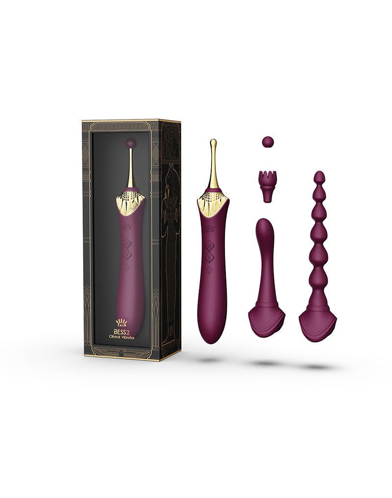 ZALO - Bess 2 - Verwarmende Clitoris Massager met 4 opzetstukken - Paars
