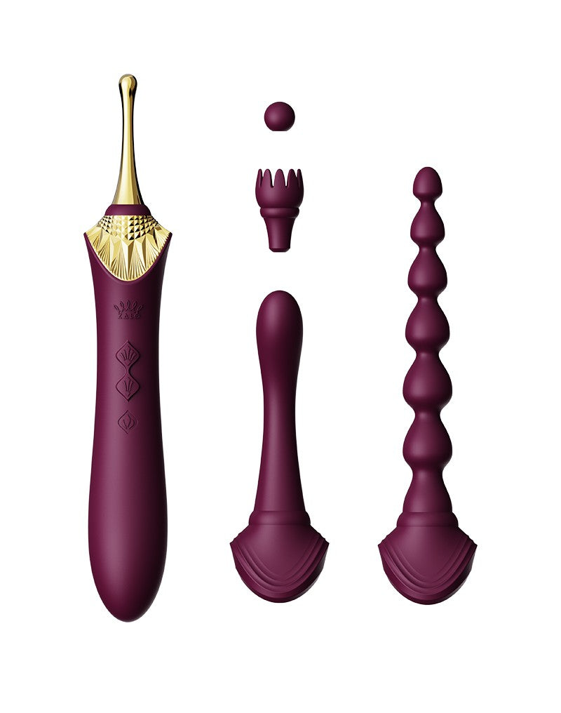 ZALO - Bess 2 - Verwarmende Clitoris Massager met 4 opzetstukken - Paars